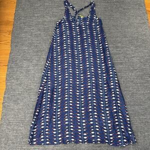 Roberta Roller Rabbit Dress Women Medium Blue Maxi Silk Blend Sleeveless Beach